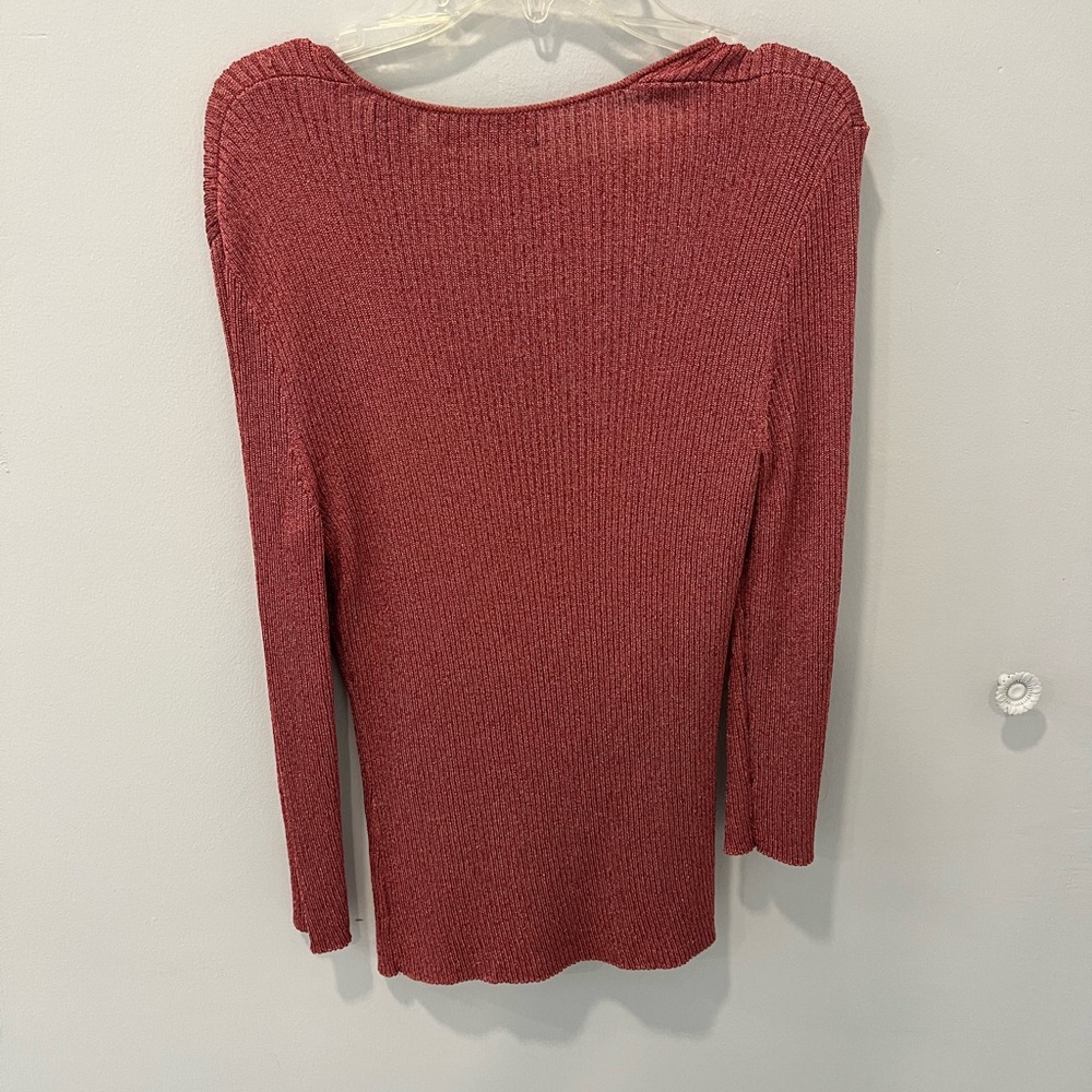 Dana Buchman Berry Pink Shimmer Long Sleeve Top - Picture 3 of 3